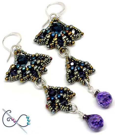 Beaded Lotus Drop Earrings