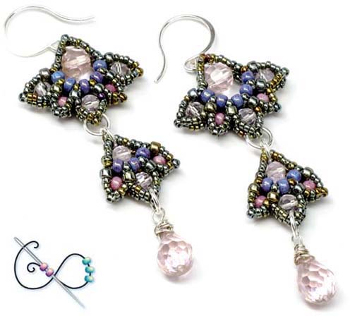 Beaded Lotus Drop Earrings